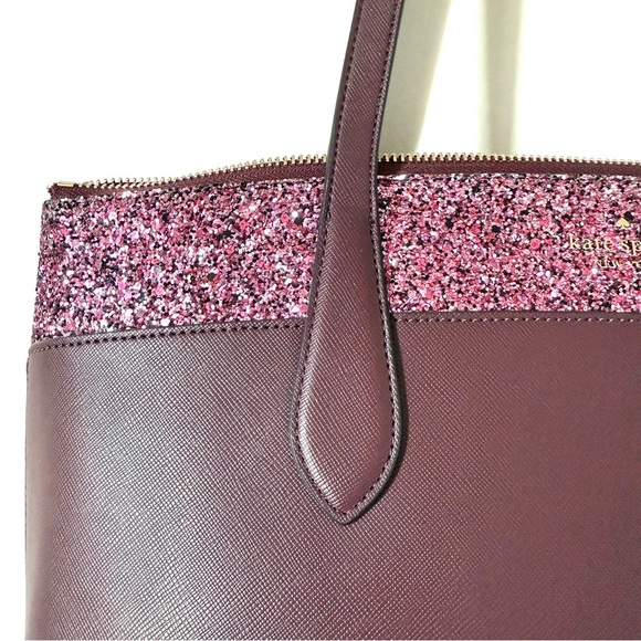Kate Spade Burgundy Holiday Glam Accent Tote Shoulder Bag - Picture 3 of 10